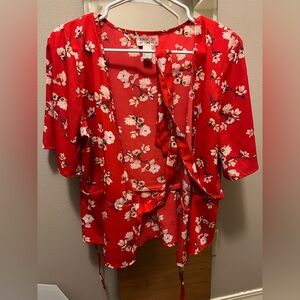 Red Kimono Style Blouse